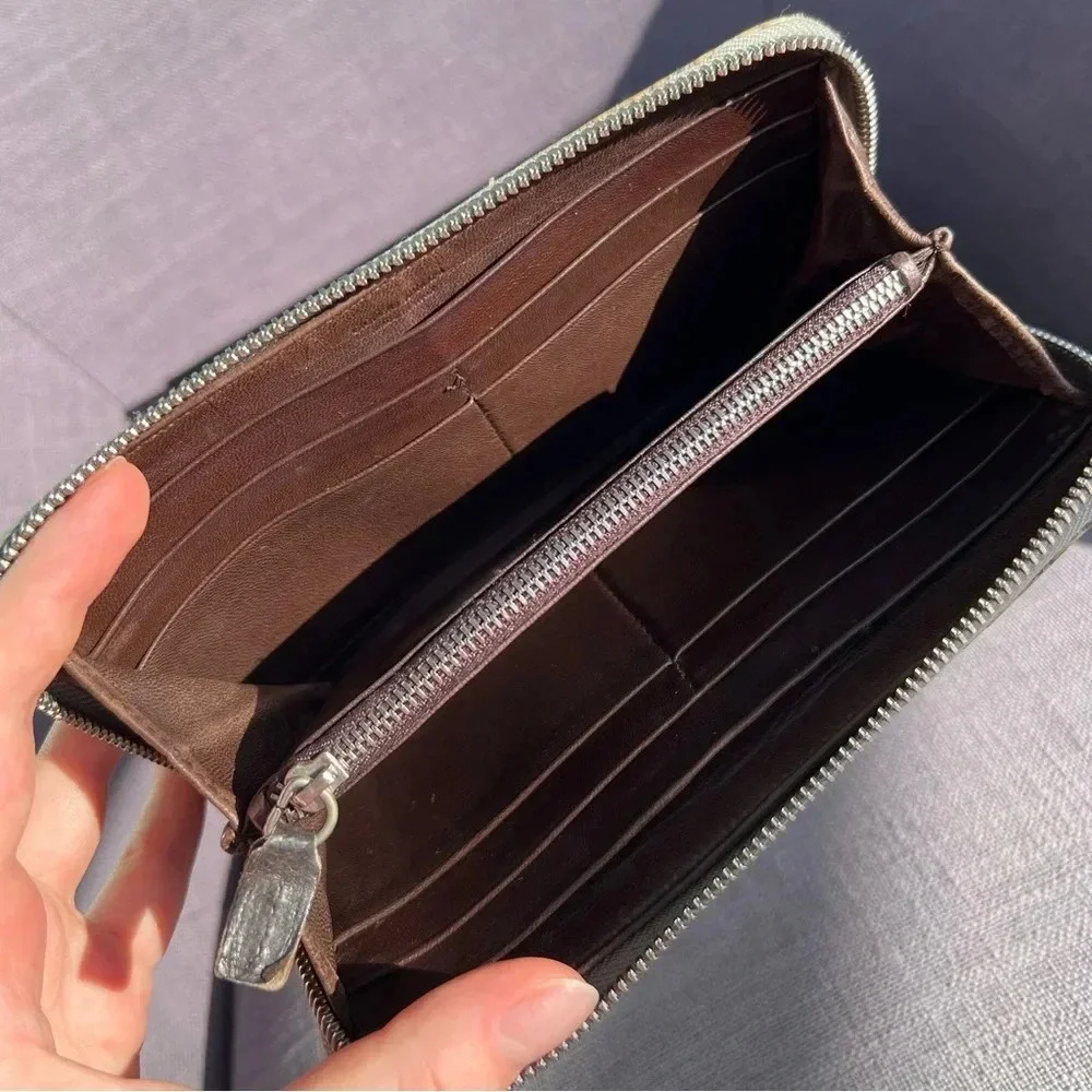 Giorgio Armani Snakeskin Zip Around Continental Wallet